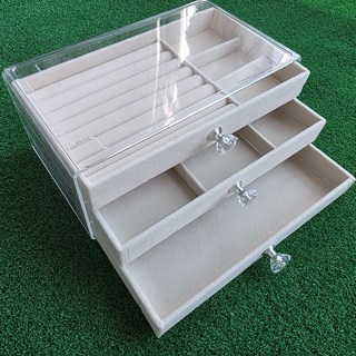 에버리빙 3단 투명 악세사리 보관함 베이지