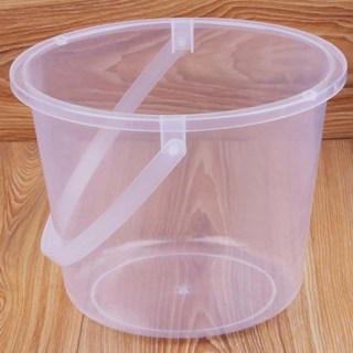 透明塑料圓形小水桶 附蓋手提美術洗筆桶 食品桶批發, 5.5L無蓋透明2個裝