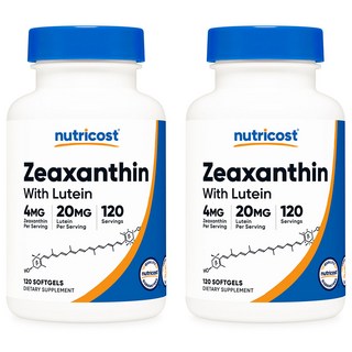Nutricost Zeaxanthin Lutein 뉴트리코스트 제아잔틴 루테인 120소프트젤 2팩, 120정, 2개