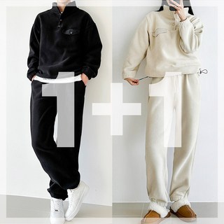 [당일발송/1+1] M후리스 스냅 조거세트 따뜻기모 겨울 트레이닝 플리스 집업 데일리룩 캠핑룩 남녀공용