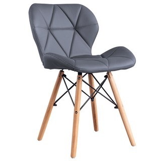 原木北歐風皮革蝴蝶椅 透明餐椅 化妝椅 餐桌椅 靠背椅 休閒椅, 1件, 灰色