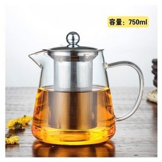 加厚高硼硅玻璃茶壺耐高溫茶水分離鋼漏花草茶壺三角壺紅茶可加熱燒水壺茶具茶器泡茶壺喝茶, 特厚750ml, 1個