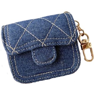 Apple Airpods 牛仔布扣子耳機保護套 (通用款), 1個, 深藍色