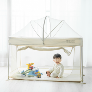 헬로디노 원터치 유아침대 트래블 Ver 접이식 휴대용 아기침대, 베이지