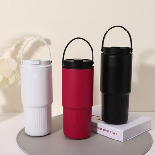 新款高顏值雙飲咖啡杯316不鏽鋼保溫杯男女戶外便攜車載汽車杯, 黑色,710ml, 1個