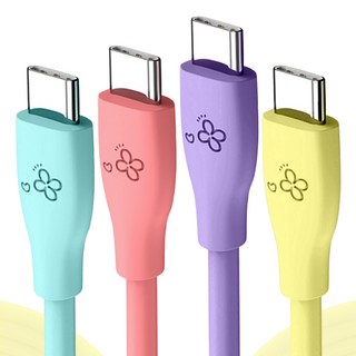 아이엔조이 60W 마카롱 PD C to C타입 고속 충전 케이블 4개입, 1.2m, 혼합색, 1세트