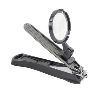 RIMRI 放大鏡指甲剪 加大號 不銹鋼指甲剪, 1個, 黑色, 黑色