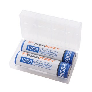 POWERKAN 18650 2600mAh Li-ion 리튬이온 충전지 충전배터리 수납케이스 포함, 1개, 2개입