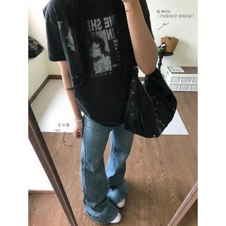 品牌外貿剪標尾單專櫃撤回 美式街頭嘻哈印花純棉重磅復古t恤上衣, 黑色,2XL 建議75.0-87.5公斤