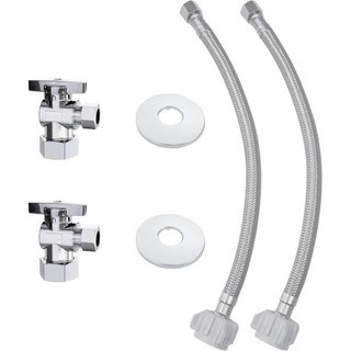 빈텍스 화장실 커넥터 배관 키트 ， 12인치 길이 스테인리스 스틸 호스 NOM 입구 x 38인치 OD 압축 출구 각도 차단Escutche Plate, 2 Pack, 1개