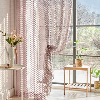 와플매쉬 데코형 망사커튼, 연핑크