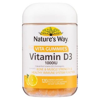 호주 네이쳐스웨이 Nature's Way Adult Vita Gummies Vitamin D3 비타 구미 비타민D3 1000IU 츄어블 레몬맛, 4개, 120정