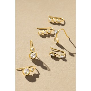 By Anthropologie Crystal Threader Earrings Set of 3