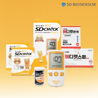 SD체크골드2 풀세트 혈당측정기+혈당검사지 100매+채혈침 100개+알콜솜 100매 혈당다이어트 [벤저스출고], 1세트, SD체크골드2 세트