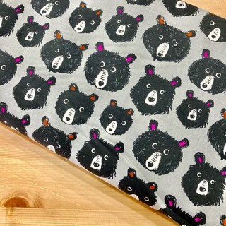 黑熊小熊灰色棉布 - 美國進口薄棉印花布 手作布料, 1個