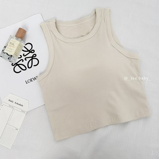 Fee爆款圓領削肩 Bra top 夏天背心女-14色可選 正韓 Bra背心 無袖上衣