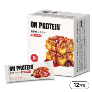 온단백 프로틴바 애플크랜베리 단백질바, 12개, 50g