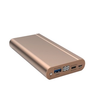 Meet Mind PDQC203-25000 18W 快充行動電源 大容量 數顯 3A 雙輸入 雙輸出 閃充 認證, 金色