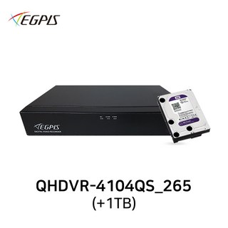 이지피스 QHDVR-4104QS_265(1TB) AHD 400만화소 4채널 DVR 녹화기 TVI/CVI/52만화소 겸용, 하드디스크 기본 1TB 장착, 1개