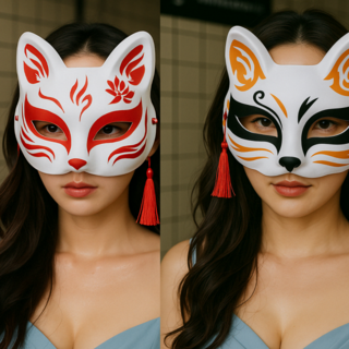 르와핏 여우 가면 코스튬 축제 할로윈 파티 가면 2개구성, 1+1 구성