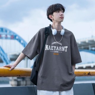 新款短袖T恤男夏季韓版潮流簡約半袖上衣港風寬鬆休閒潮牌體恤衫