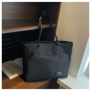 通勤包 新款托特手提大包 時尚男女通勤布包 大容量上班上課休閒手拎公文包, 多功能電腦包【黑色】大包