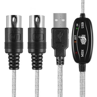 USB 미디케이블 MIDI 인터페이스 DAC 전자키보드 디지털피아노 연결, 2m, 1개