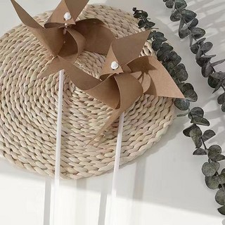 拾光優選 手工風車牛皮紙 復古裝飾 拍照道具, 1個, 2個牛皮紙風