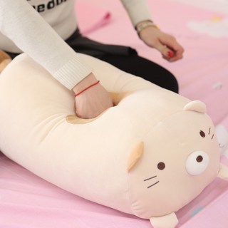 日本角落生物 長抱枕 柔軟絨毛娃娃 公仔玩偶, 90公分米白貓咪（現貨