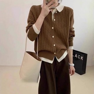 COSYEVNO 여성 춘추 니트 니트 카라 가디건 긴팔 슬림핏 CXJr-07