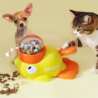 강아지 고양이 먹이퍼즐 장난감 노즈워크 오리모양 간식 놀이, 노랑, 1개