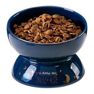 陶瓷貓碗 貓碗 寵物陶瓷碗 寵物水碗, 1個, 月影藍主糧碗, 月影藍