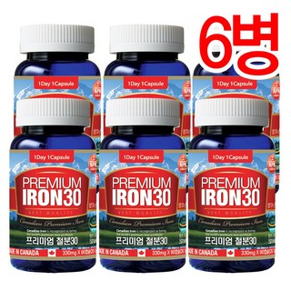 통라이프-프리미엄철분30-고함량캡슐-3개월분-1병, 6개, 90정