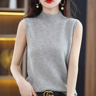 【純色百搭】打底衫 女裝 針織衫 背心 坎肩 無袖上衣 半高領設計 修身顯瘦 2025新款 內搭疊穿必備