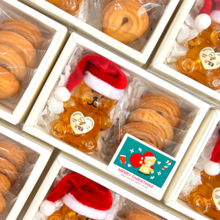 크리스마스 쿠키답례품 연말 송년회 모임 단체선물 교회 어린이집 유치원 학원 간식 선물 성탄절 구디백, 1세트, 곰돌이꿀+버터쿠키