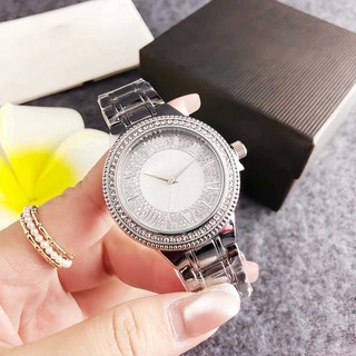 美人魚水鑽滿天星女士石英錶 - 輕奢小金穗節日禮物, 銀