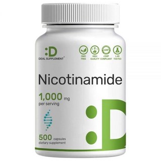 Vitamin B3 Nicotinamide 1 000mg Per Serving – 500 Capsules Flush Free Niacin Essential Supplemen, Vitamin B3 Nicotinamide 1,000m, 1개, 500정