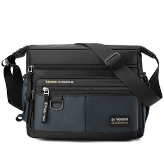 O 新款大容量側背包，商務休閒斜挎包，防水耐磨多口袋設計, 升級⭐深藍色【大容量+防水耐磨】