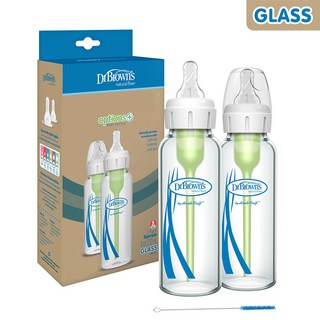 닥터브라운 내로우넥 옵션스 플러스 미국산 유리젖병 250ml, 무색, 2개