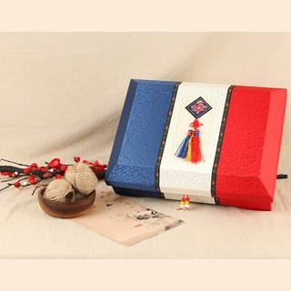 청홍실크상자 한지 한과박스 떡포장 곶감 정육 명절선물 설날 전통 예단 고기 이바지 건어물, 중_2, 1개