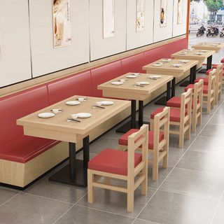 格森 定製實木快餐桌椅組閤 小喫店商用卡座桌椅帶抽屜, 定製卡座