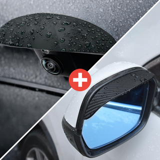 [확장형 세트]후방카메라 빗물가리개 사이드미러 빗물커버 레인 쉴드 세트 비 눈 햇빛 방수, 후방 화이트 + 사이드 블랙
