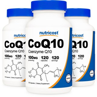 Nutricost CoQ10 뉴트리코스트 코큐텐 코엔자임 100mg 120정 3팩, 3개