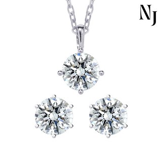 모이사나이트 다이아 베이직 라인 목걸이 귀걸이 세트