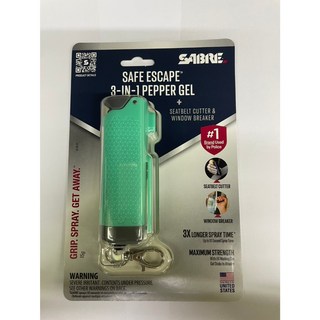 SABRE 沙豹 3合1膠型防身噴霧 防狼噴霧 (兩色可選)個人防衛必備, 湖水綠 (效期至：2029/6), 1個