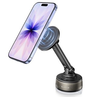 Mankiw맨큐 맥세이프 차량용 거치대 신축 가능 접이식 초강력 흡착식 360도 회전식 + 마그네틱 링*2 포함, 블랙, 1개