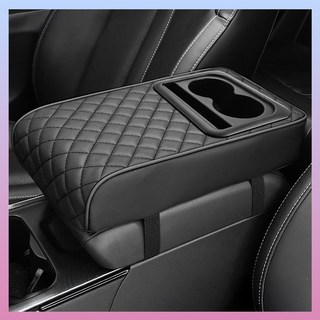 서온리 고급스럽고 편안한 뚜꺼운 퀼팅 차량용 콘솔쿠션 박스 팔걸이 컵홀더 수납 일체형 커버, 1개, 매트블랙