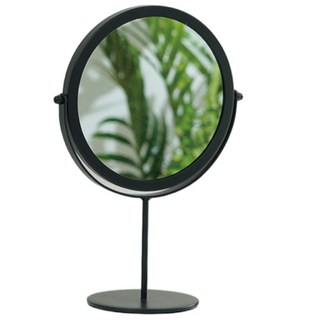 百崴收納 輕奢風 金色掛鏡 圓鏡 六角鏡 桌鏡 立鏡 化妝鏡 浴室鏡 玄關鏡 廁所 衛浴 飯店民宿, 圓形桌鏡-低調黑