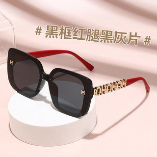 新款大框女士偏光墨鏡高端時尚太陽鏡歐美防紫外線網紅大框太陽鏡, 1個, 太陽鏡