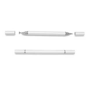 【DP32時尚白】觸控書寫兩用雙頭通用款電容式細字觸控筆 (一組2入) 平板電腦觸控筆, 白, 1個
